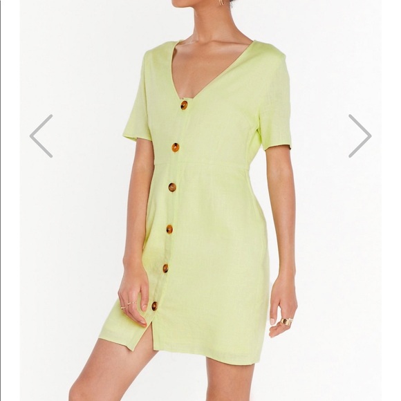 NWT Nasty Gal Spring Green Linen Dress🍈 - Picture 3 of 6